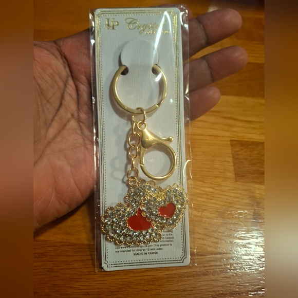 Double Heart Bling Bag Charm - Picture 1 of 4